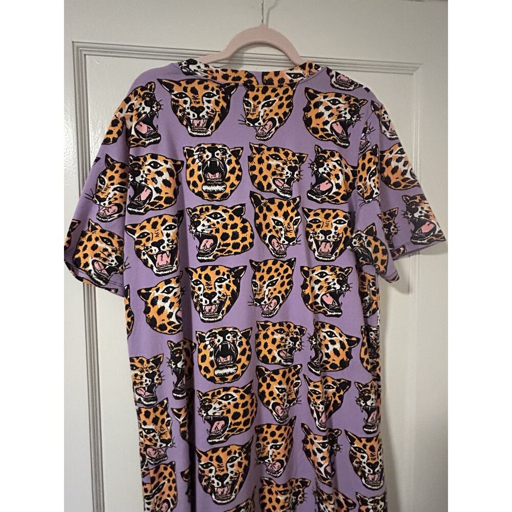 Nooworks Jersey Cheetah Head Maxi Dress Rare XL Made USA Punk Pinup Maximalist - Picture 3 of 12